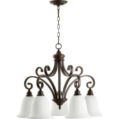 Quorum Lighting Bryant 5-Light Nook Pendant, Oiled Bronze, 30 Width, 23.75 Height
