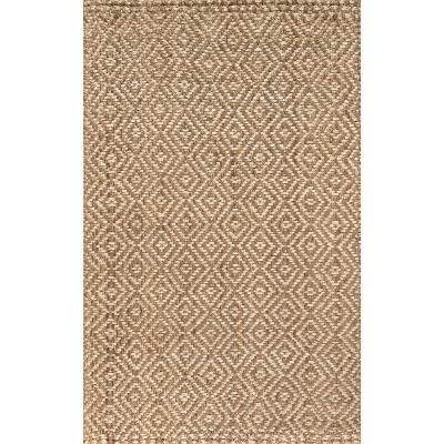 Ivory Diamond Braided Handmade Reversible 8' x 10' Jute Rug