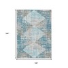 HomeRoots 9' X 12' Teal Blue And Beige Geometric Washable Indoor Outdoor Area Rug - 3 of 4