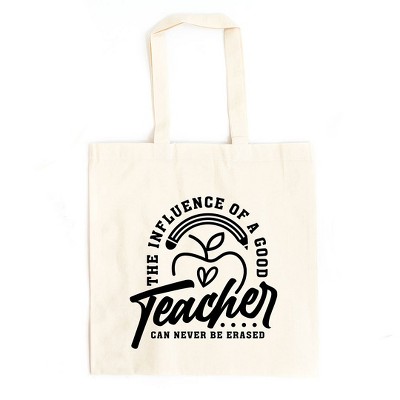 City Creek Prints The Influence Of A Good Teacher Apple Canvas Tote Bag - 15x16 - Natural