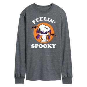 Men's Peanuts Feelin Spooky Long Sleeve Graphic T-Shirt - Heather Charcoal - 2 X-Large - 1 of 4