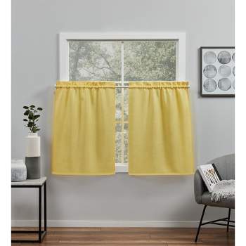 Exclusive Home Loha Light Filtering Rod Pocket Tier Curtain Panel Pair, 26"x36", Sunbath, Set of 2