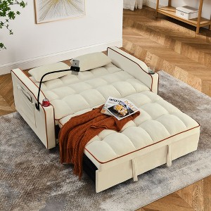 NicBex 55.5" Multi-Functional Sofa Bed with USB Port,Foldable Sofa with Adjustable Backrest&Phone Holder,Convertible Couch Bed for Living Room - 1 of 4