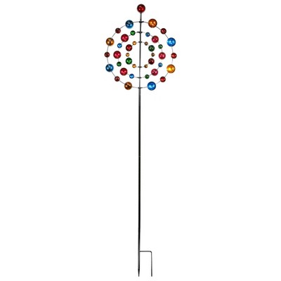 89" Iron Kaleidoscopic Multi-Spinning Kinetic Garden Stake - Alpine Corporation: Weather-Resistant, Freestanding Outdoor Decor