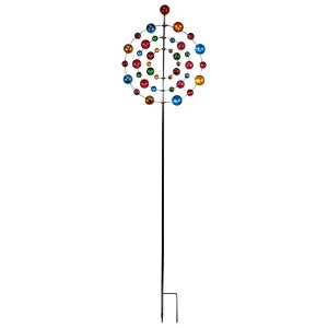 89" Iron Kaleidoscopic Multi-Spinning Kinetic Garden Stake - Alpine Corporation: Weather-Resistant, Freestanding Outdoor Decor - 1 of 4