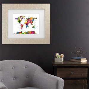 Trademark Fine Art Michael Tompsett Map of The World Watercolor Matted Framed Art - 1 of 4