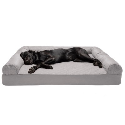 Furhaven Jumbo Plus Quilted Full Support Sofa Dog Bed - Silver Gray ...