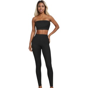 Slickblue Women's Ribbed Tube Top and Leggings Set, Bodycon Fit, Soft Stretch Fabric, Color Options, Size S-L - 1 of 4