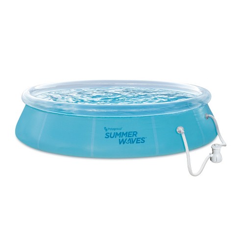 Summer Waves P10012301 12 Foot X 30 Inch Quick Set Transparent Ring Above Ground Inflatable Round Swimming Pool With Filter Pump Clear Target