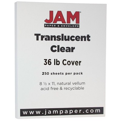 JAM Paper Translucent Vellum 36lb Colored Cardstock 8.5 x 11 Coverstock Clear 1566B