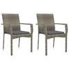 vidaXL 3 Piece Patio Dining Set with Cushions Black and Gray Poly Rattan - 4 of 4