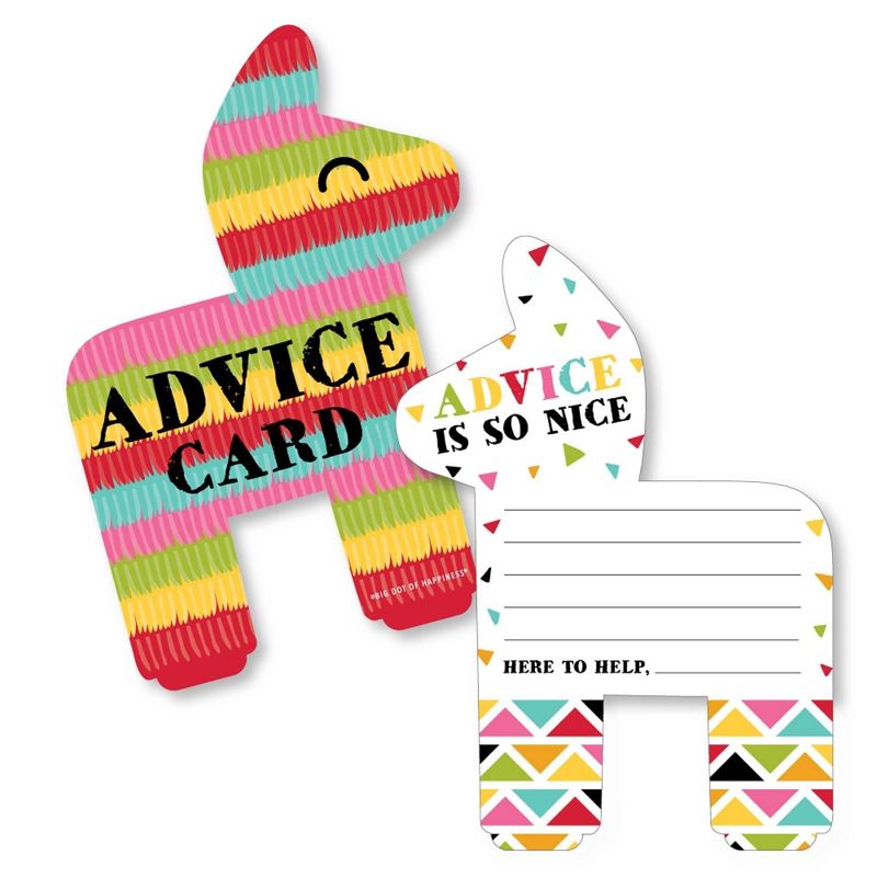 Big Dot of Happiness Let's Fiesta - Pinata Wish Card Fiesta Baby Shower or Bachelorette Party Activities - Shaped Advice Cards Game -Set of 20, 1 of 6
