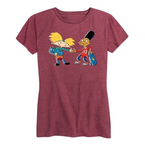 Women's - Hey Arnold! - Arnold and Gerald Skateboard Short Sleeve Graphic T-Shirt - 1 of 4
