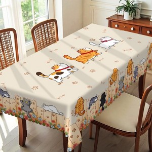 LOVEVOOK Cat Tablecloth - Farmhouse Animals Table Covers, Cute Table Clothes for Dining Room, Party, Home Decor - 1 of 4