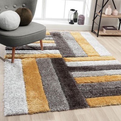 Luxe Weavers Lantanas Shag Geometric Area Rug, Modern, Stain Resistant, Plush Indoor Rug