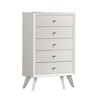 Royal Hampton Tall Dresser Chest, 5 Drawers w Bronze Knobs, Textured White Wood - 2 of 4