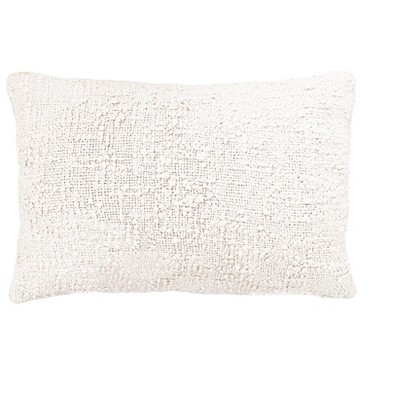 Cozy Cotton White Boucle Lumbar Pillow 14x20