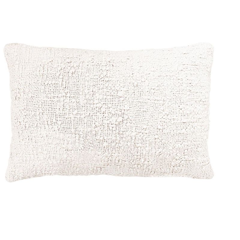 Cozy Cotton White Boucle Lumbar Pillow 14x20, 1 of 9
