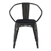 Emma and Oliver Metal Indoor-Outdoor Stacking Chair with Vertical Slat Back, Arms and All-Weather Polystyrene Seat - 3 of 4