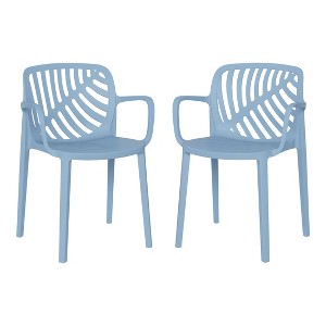 WestinTrends Playa Outdoor Modern Stackable Patio Dining Armchairs (Set of 2) - 1 of 4