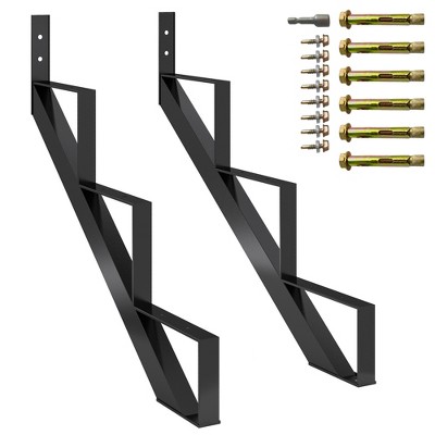 2 Pack Heavy Duty Steel Stair Risers Stringers Kit, Powder Coated Metal ...