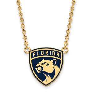 Black Bow Jewelry 14k Yellow Gold Plated Sterling Silver Florida Panthers NHL Necklace 18 Inch - 1 of 4