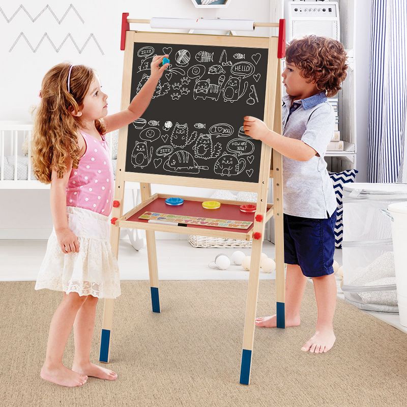 Costway All-in-One Wooden Kid's Art Easel Height Adjustable Paper Roll, 5 of 11