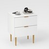 Modern Nightstand with 2 Drawers, Fluted End Table with Metal Legs, Wooden Bedside Table, Sofa Side Table for Bedroom Living Room - 2 of 4