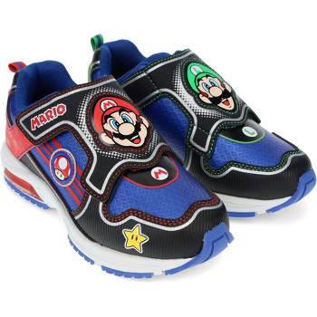Super Mario Brothers Mario and Luigi Kids Sneaker, Light Up Mix Match Runner Trainer, Kids Sizes 11-3