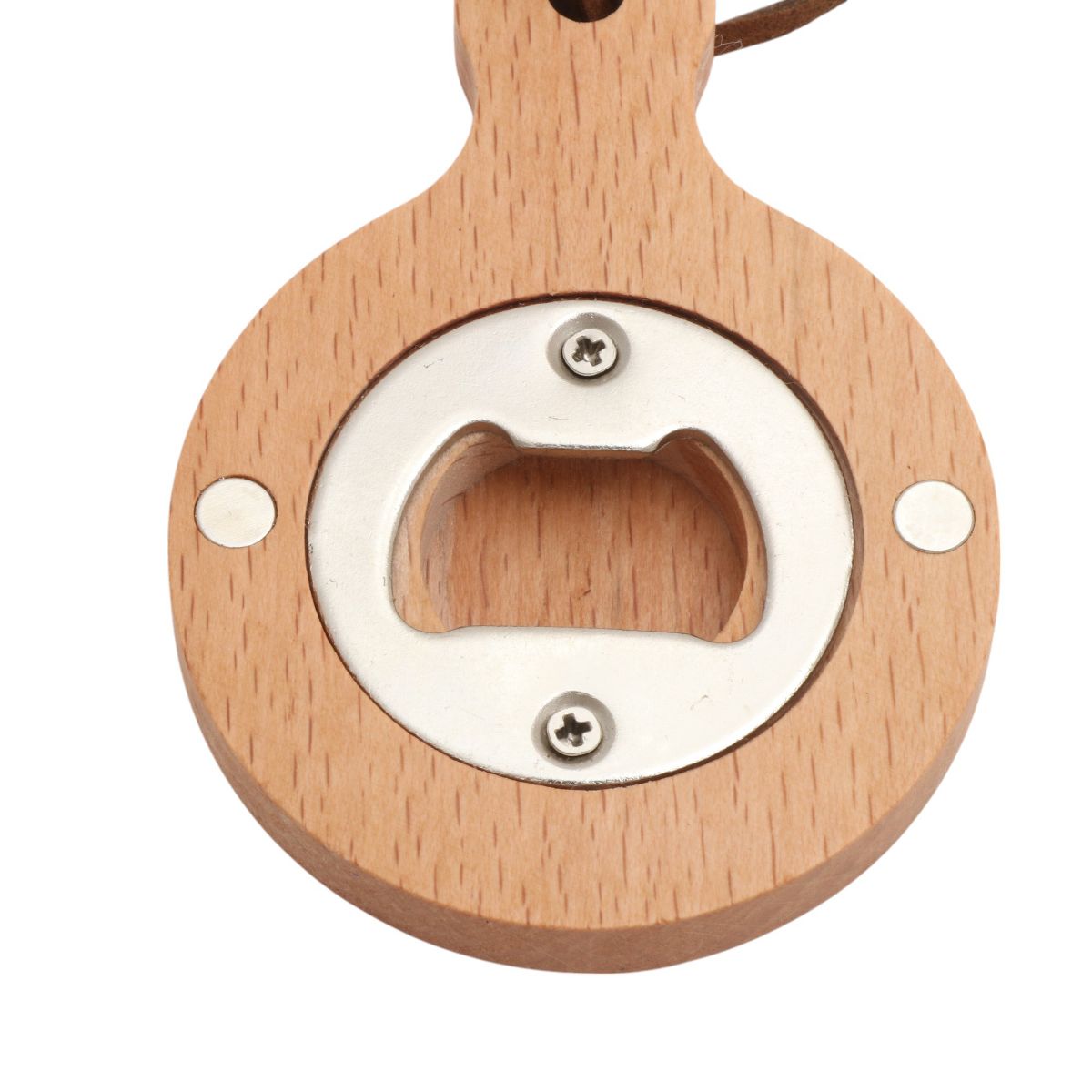 Unique Bargains Bottle Opener Magnetic Wood Round Handle Magnet Wood Light Brown 2.36"x3.35"x0.47" 1 Pcs - thumbnail 4