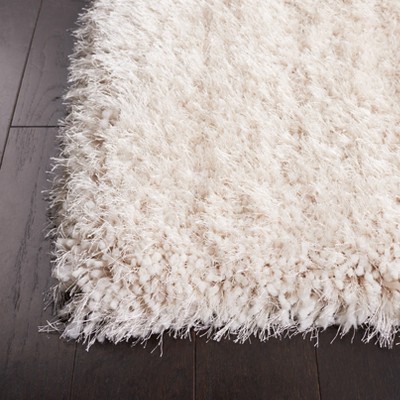Bone 6' Square Hand-Tufted Shag Area Rug