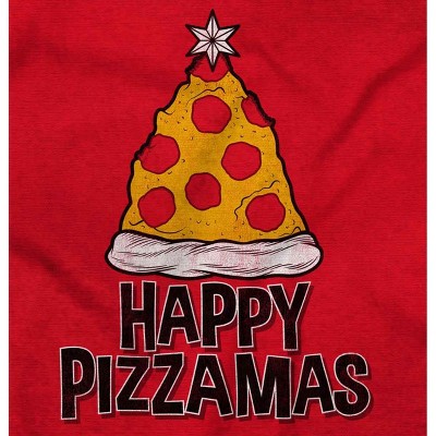 Funny Christmas Happy Pizzamas Pizza Graphic T Shirt Men or Women Brisco Brands
