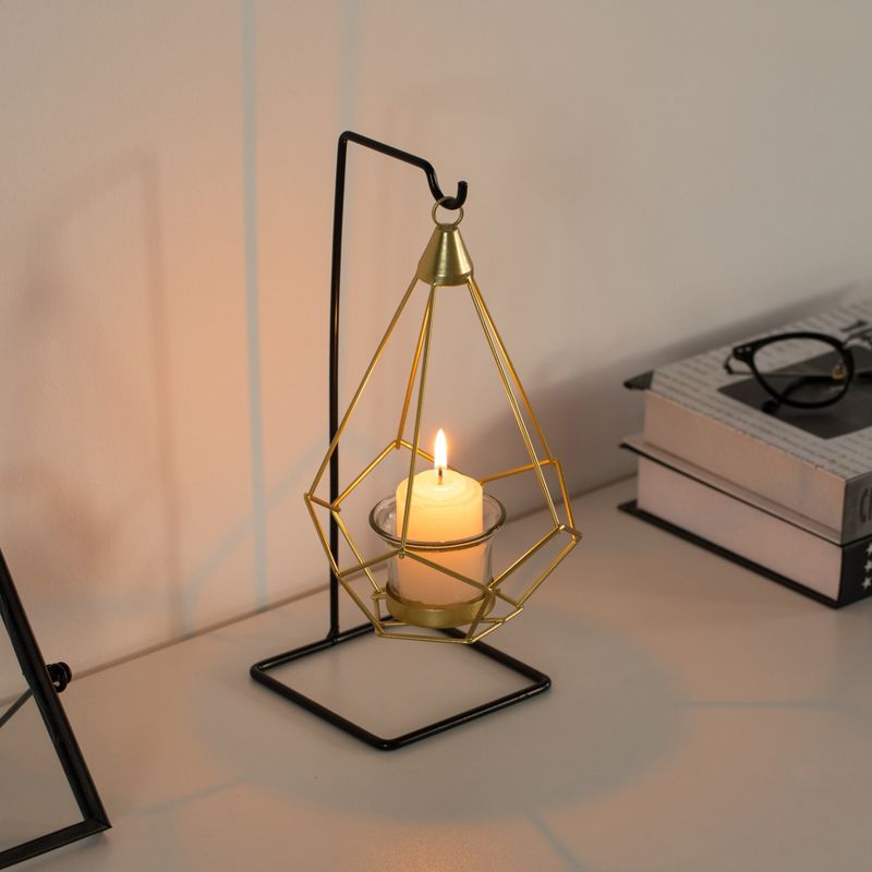 Fabulaxe Geometric Free Swinging Votive Candle Holder Decorative Modern Hanging Lantern Tabletop Centerpiece, 5 of 8