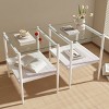 Set of 2 Rectangle End Table, Modern Table Tempered Glass Tabletop with MDF layer, Coffee Table Sets Glass-Cuddlewood - 2 of 4