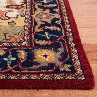 Luxurious Heritage Red Square Wool Area Rug, 4' x 4'