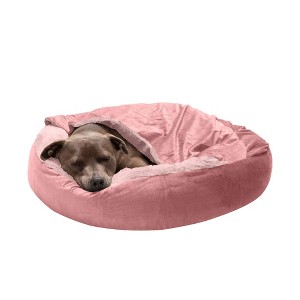 FurHaven Velvet Waves Faux Fur And Velvet Hooded Donut - 1 of 4