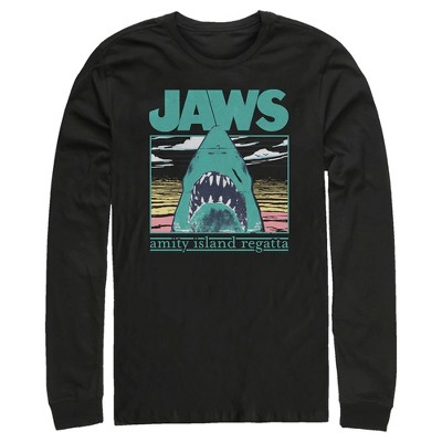 Men's Jaws Amity Island Regatta Shark Long Sleeve Shirt : Target
