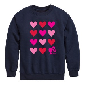 Boys' - Barbie - Barbie Heart Grid Graphic Long Sleeve Fleece Sweatshirt - 1 of 4