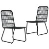 vidaXL Patio Chairs 2 Pcs Modern Dining Chair for Outdoor Balcony Poly Rattan - Black - 2 of 4