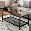 2 Tier Coffee Table with Grid Shelf,  Living Room Table  Metal Structure, - 4 of 4