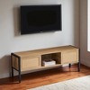 54.33" Rattan TV Stand with Sliding Doors, Adjustable Shelf, Metal Legs, Storage Cabinets, Modern TV Console for Living Room or Office - 2 of 4