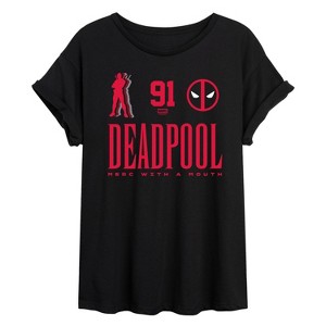 Women's - Marvel - Deadpool Jersey Oversized Graphic T-Shirt - 1 of 4