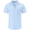 Men's Casual Cuban Short Sleeve Button Down Beach Shirt with Pocket - 4 of 4