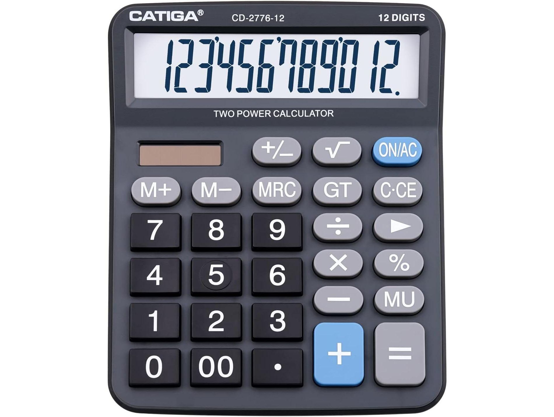 CATIGA 8-Digit & 12-Digit Desktop Calculator, Large LCD, Sensitive Buttons, Dual Solar Power, Standard Function for Office, Home, School