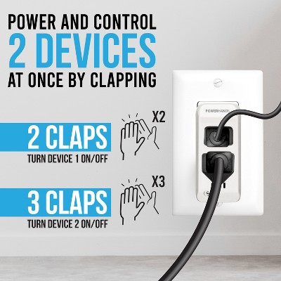 Digital Energy® 2-AC Outlet Power Hands Polarized Clapping Wall Tap, DSS5-1047 in White