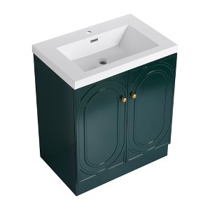 SEVOBAL Bathroom Vanities Freestanding Vanity 30 Inch with Resin Sink and Soft Close Doors for Bathroom, Dark Green, 29.5"*19.7"*35.4" - 1 of 4