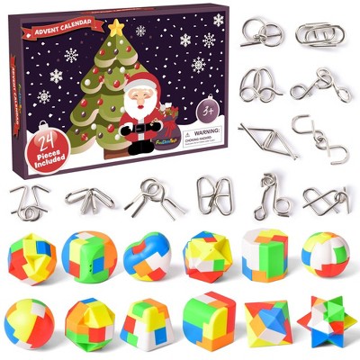 Fun Little Toys Christmas Advent Calendar Metal Wire Puzzle Geometry Puzzle