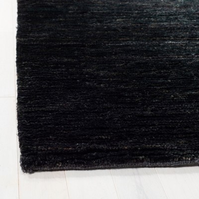 Hand-Knotted Liquorice Wool Blend Rectangular Area Rug 8' x 10'