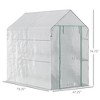 47.25" x 73.25" x 74.25" Walk-in Greenhouse, Outdoor Portable Green House with 4 Shelves, Plant Flower Growing Warm House with Roll-up Door - 3 of 4