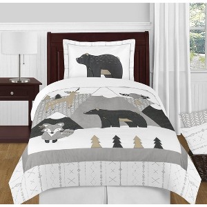 Sweet Jojo Designs Boy, Girl, Unisex/Gender Neutral Twin Comforter Bedding Set Woodland Friends Grey and White 2pc - 1 of 4